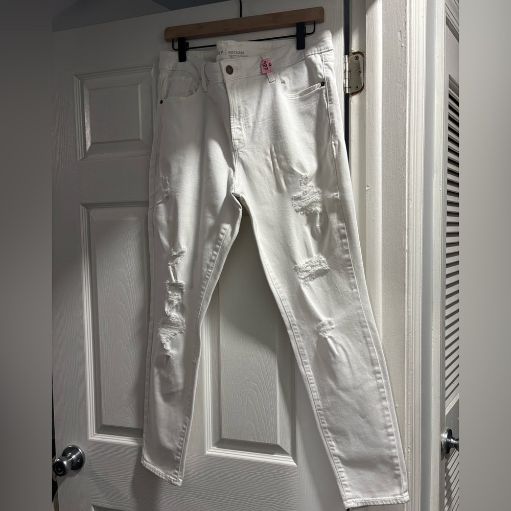 Old Navy Mid-Rise Distress Rockstar Skinny Jeans